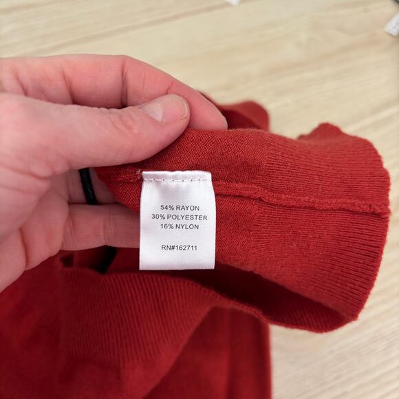 Love Ellie Sweater Womens Small Rust Burnt Criss Cross Back Thin Career‎ Office - Picture 9 of 10